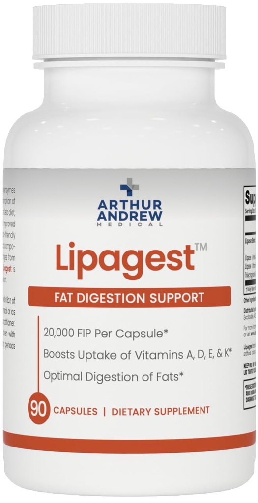 Arthur Andrew Medical Lipagest - Concentrated Lipase Enzyme - 20,000 FIP - Optimal Digestion of Fats - Nutrient Absorption - Gallblader & Keto Support - Dairy-Free & Vegan