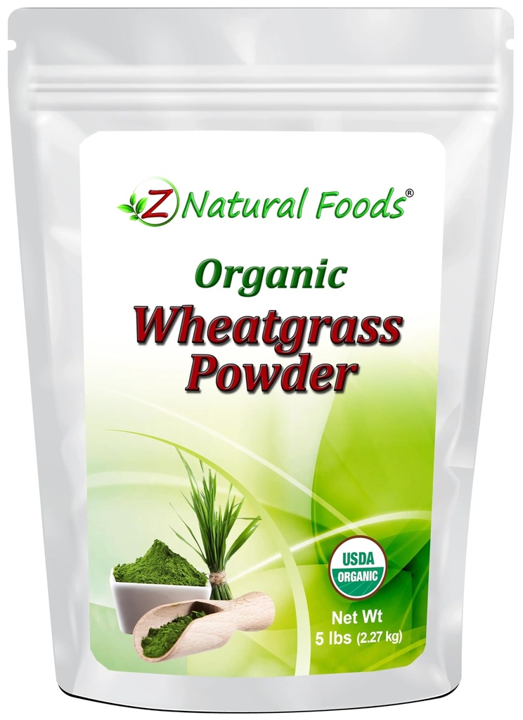 Organic Wheatgrass Powder - Bulk 5 lb Size - 100% Pure, Raw, Non-GMO, Vegan - Amazing Green Superfood for Smoothie, Juice, Shakes, Recipes - Natural Plant Protein Source