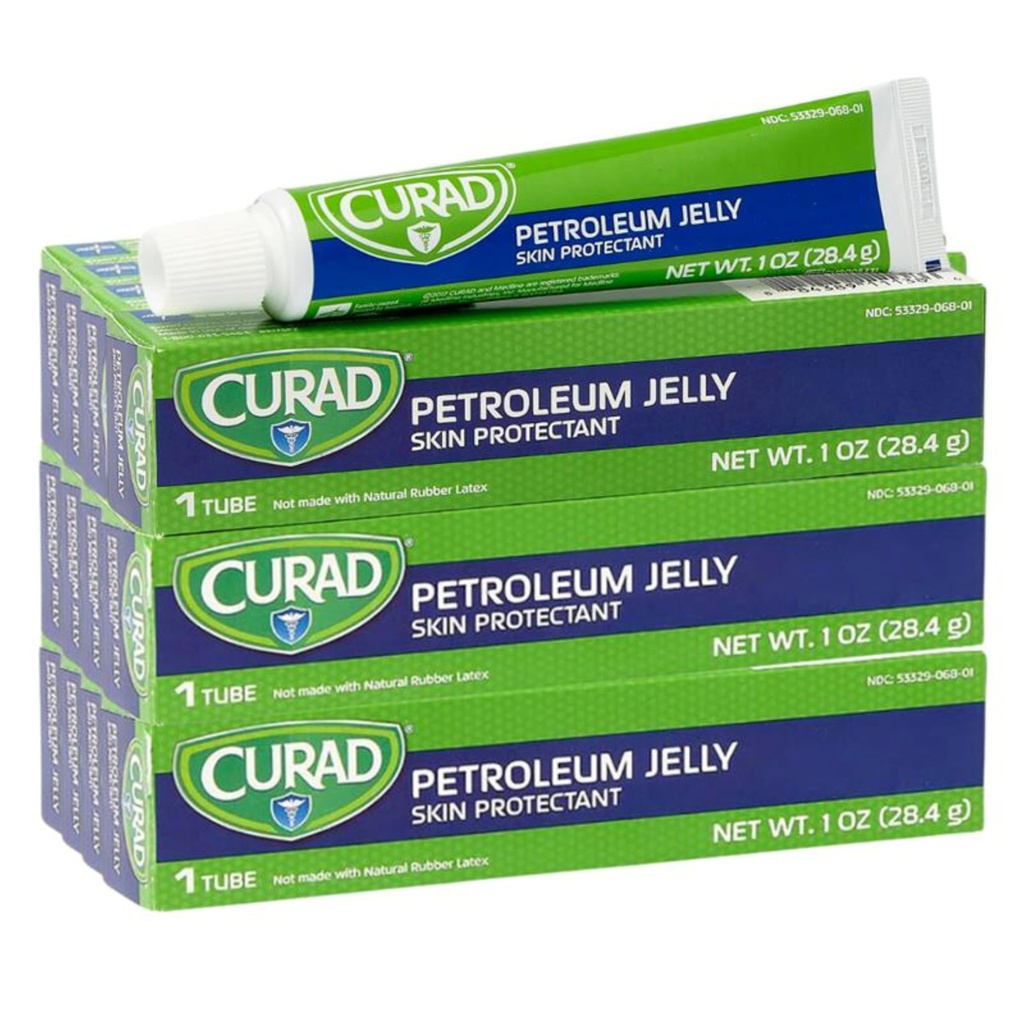 CURAD Petroleum Jelly Skin Protectant, Ointment for Dry Cracked Skin, 1 oz Tube (12 Pack)