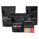 Sport Research Multi Flavor Hydrate Electrolytes Packets, Dutch Chocolate Flavored Whey Protein Isolaat Poeder en Unflavored L-Glutamine