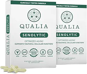Qualia Senolytische Supplement, Fisetin, Quercetine, Piperlongumine & meer, Veroudering Supplement dat ondersteunt Optimale Cell Reparatie & Verjonging, Natuurlijk Elimineer Zombie Cellen, Capsules, 2 Box