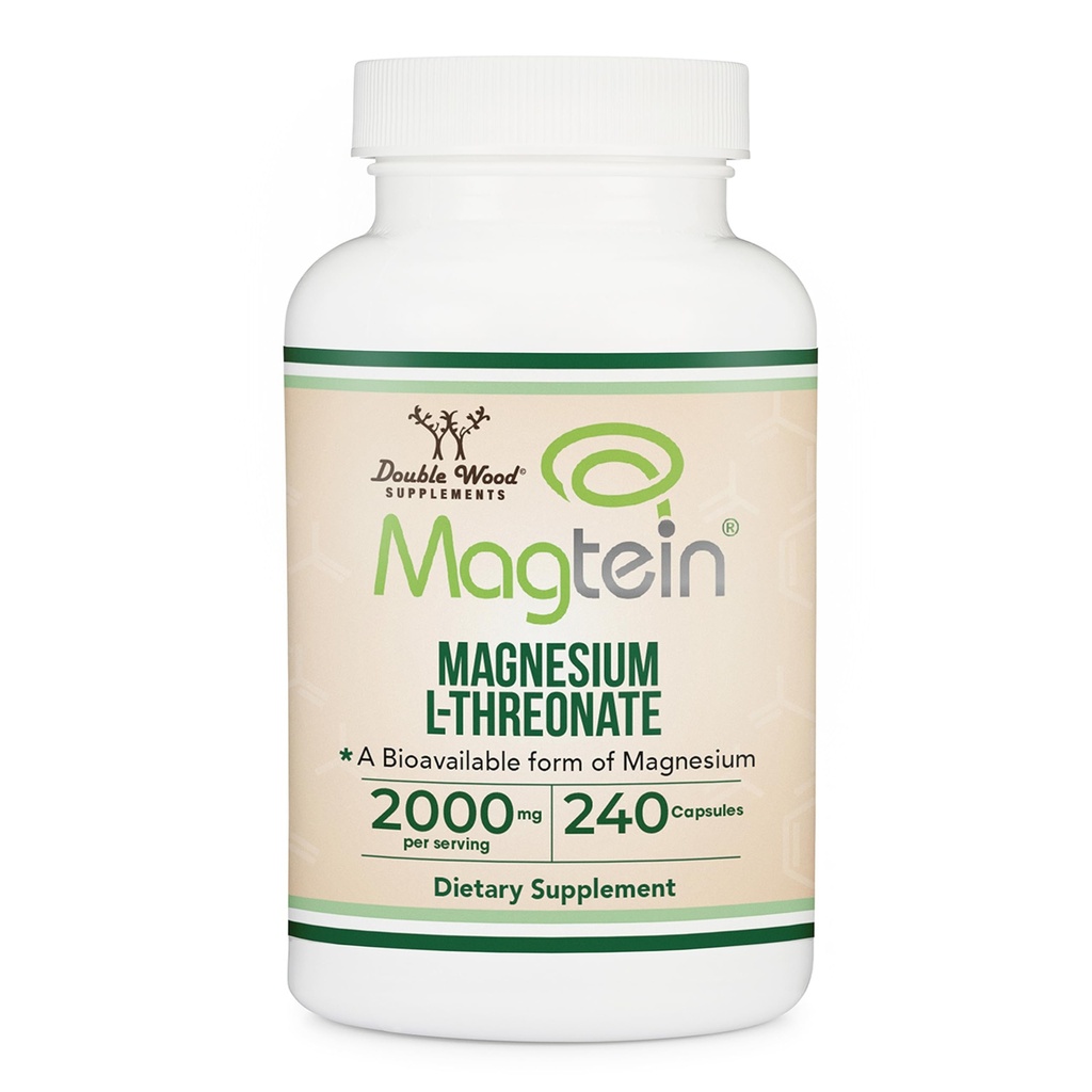 Magnesium L Threonate, Magtein 240 Capsules - 2,000 mg per Serving (Vegan Safe, Third Party Tested, Gluten Free, Non-GMO) by Double Wood Supplements