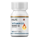 INLIFE Vitamin D3 5000 IU Cholecalciferol with Extra Virgin Coconut Oil Supplement for Better Absorption| for Both Men & Women| Supports Immunity, Bones & Muscle Health| Pack of 1-60 Soft gels.