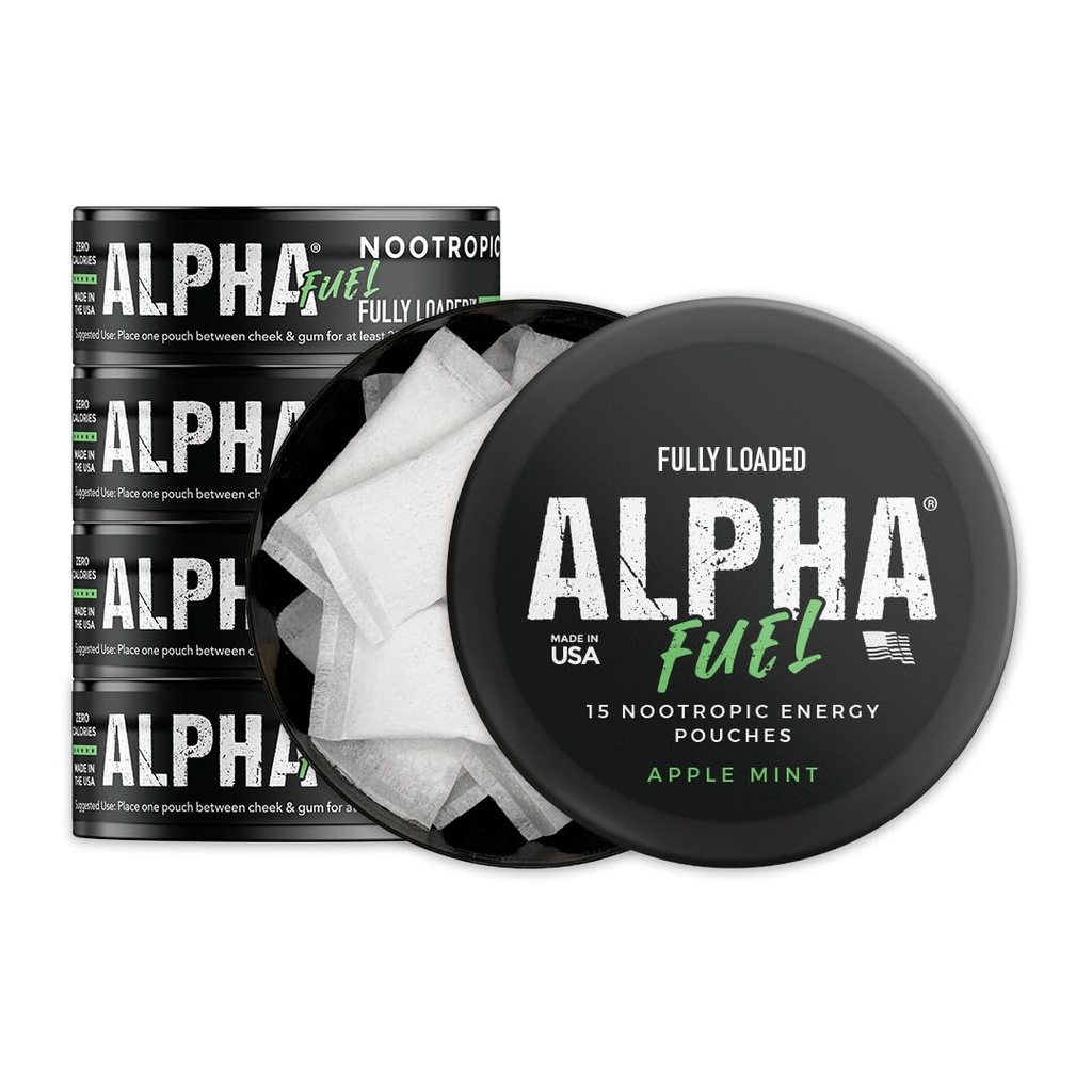 Fully Loaded Alpha Fuel Nootropic Pouches (Apple Mint Fuel) - Nootropic Energy Pouches with Caffeine, Alpha GPC, Tyrosine, Taurine, Guarana and More