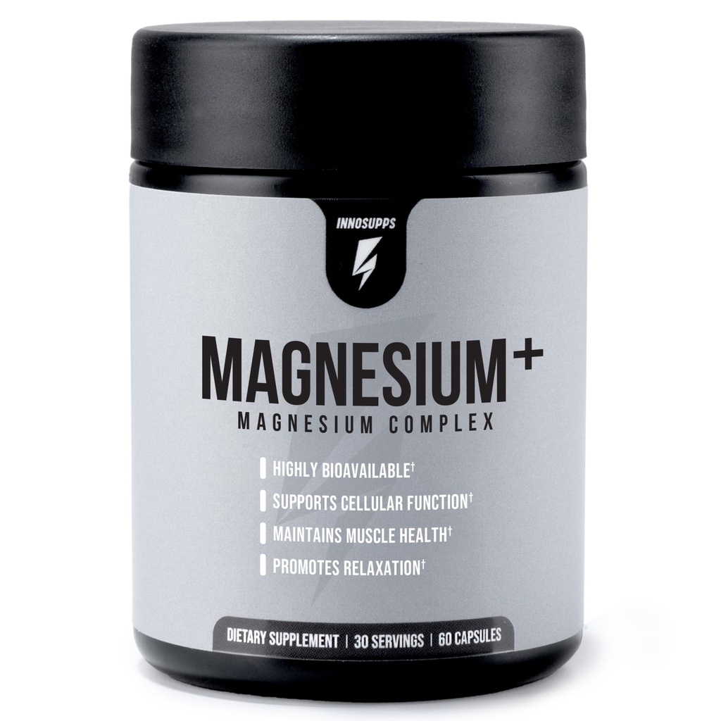 InnoSupps Magnesium Triple-Action Bioavailable Magnesium Complex - Supports Cellular Function, Muscle Cramps Relief, & Restorative Wellness - Nighttime Sleep Supplement (30 Servings)