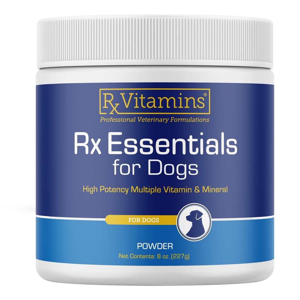 Rx Vitamins Essentials for Dogs - Daily Vitamins & Minerals - with Blue Spirulina, Kelp Powder, and Milk Thistle - Complete Canine Vitamins and Essential Minerals Powder - 8 oz