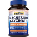 Vitalibre Magnesium Glycinate 420mg with Vitamin D3 & B6 | Chelated & Buffered Magnesium Supplement | High Absorption for Nerve, Bone, Heart, Mood, Sleep Support, 240 Vegan Capsules, Non-GMO