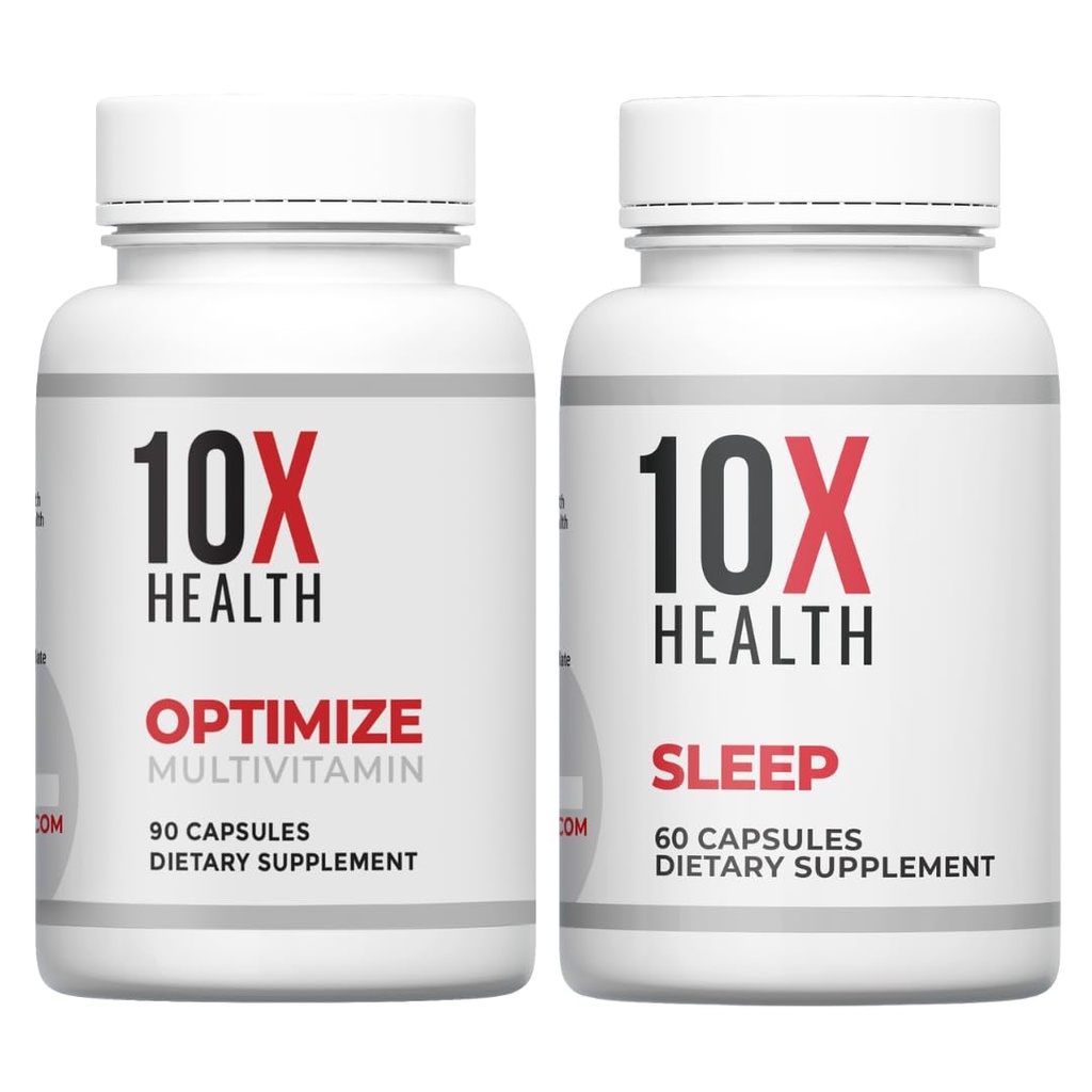 10X Health Optimize (Daily) & Sleep (PM) Bundle - Methylated Multivitamin Capsules + Magnesium, L Theanine & Melatonin