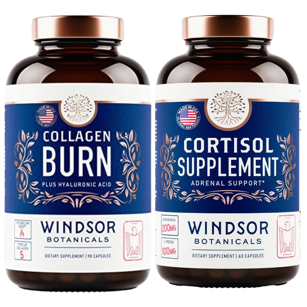 WINDSOR BOTANICS Cortisol Blocker en Multi Collagen Burn - Beauty and Mood Support Bundle