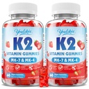 2 Pack Sugar-Free Vitamin K2 Gummies, Dual Formula Vitamin K2 Supplement with MK-7 & MK-4, Supports Bone Health, Gluten-Free, Non-GMO, Sugar-Free, Strawberry Flavor, 120 Gummies