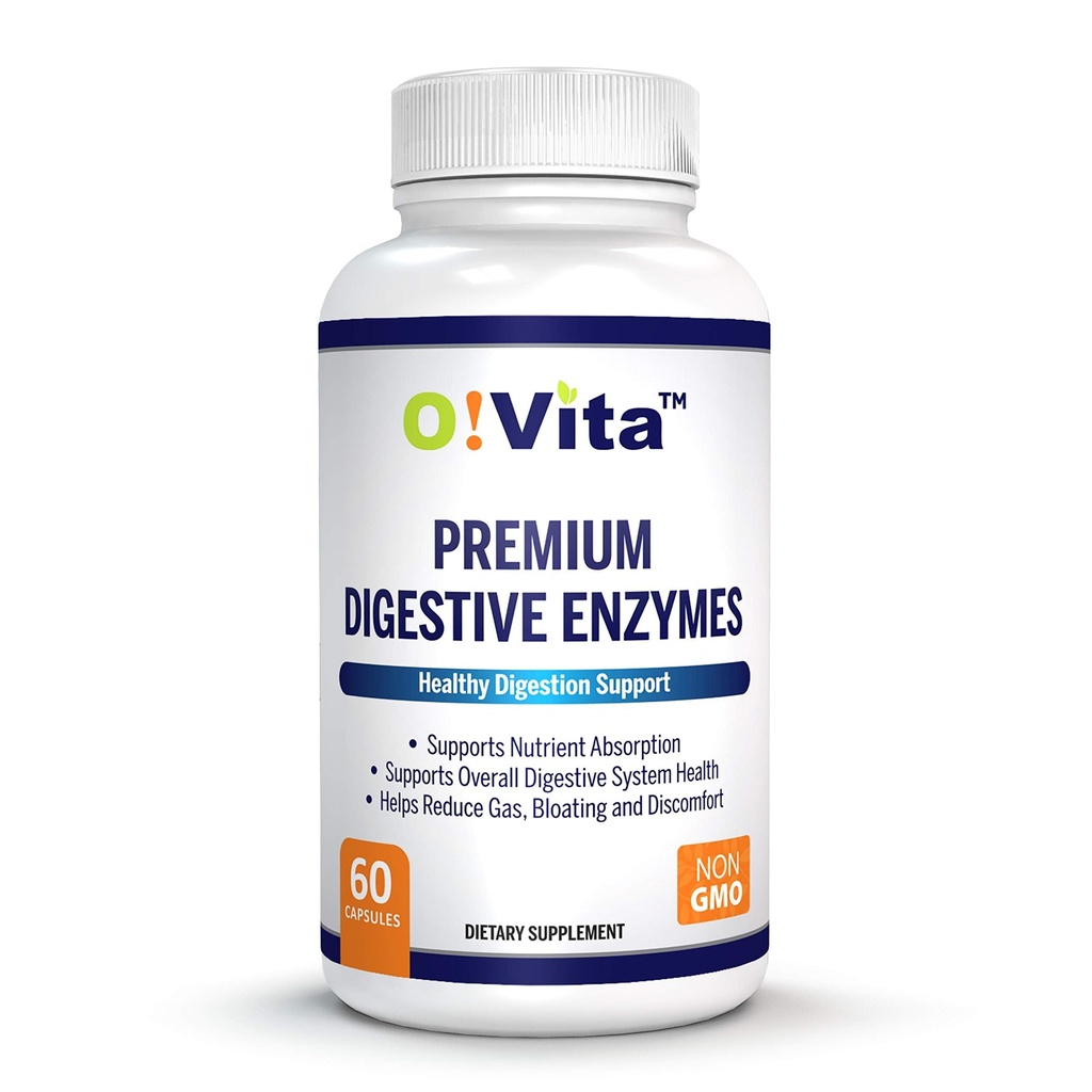 Premium digestieve enzymen met plantaardige enzymen, ondersteunt betere spijsvertering, betere Nutriënt Absorptie (60 niet-GMO plantaardige capsules)