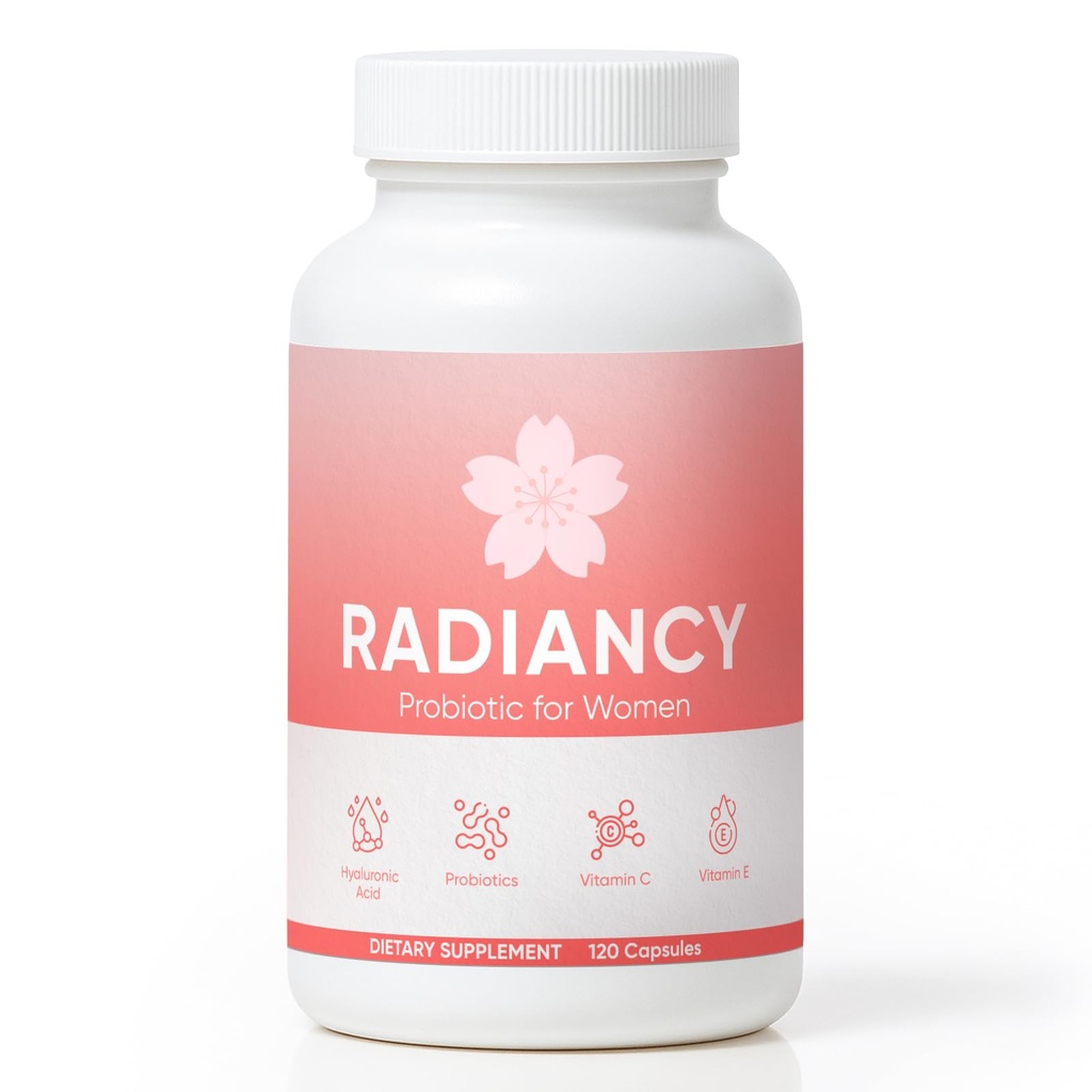 Radiancy Probiotic for Women Vaginal Health, Vaginal Probiotics for Dryness & Ph Balance, Cherry Blossom Extract, Hyaluronic Acid, Probiotics, Vitamin C, 120 Ct