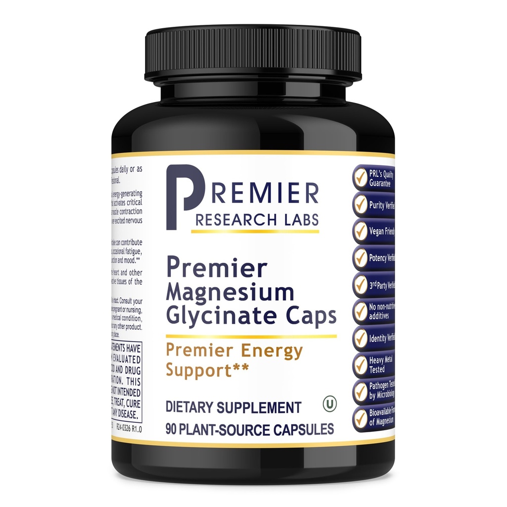 Premier Research Labs Magnesium Glycinate Supplement - Pure Magnesium, High Absorption, Supports Sleep Quality, Chelated, Vegan, Third Party Tested, Premier Energy Support - 90 Capsules