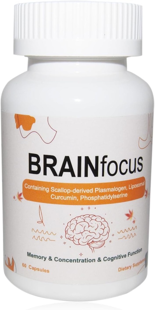 Vitamine E-hersensupplementen voor Geheugen & Focus,Brain Support met Curcumine,Plasmalogen & Liposomale voor Verbeterde Cognitieve Functie en Concentratie,60 Servers