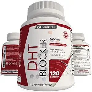 DHT Blocker Hair Growth Support Supplement, met biologische Zag Palmetto, Green Tea Extract, Biotine & Collageen voor haarverlies & Boosts Haargroei voor mannen en vrouwen - Glutenvrije, vegetarisch