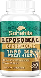 Spermidine Supplement 15 MG - 99% Zuiverheid, hoge Absorptie, 1500 MG Gefermenteerd Tarwekiemextract met zink en thiomine, Spermidine voor mannen en vrouwen - Cellulaire vernieuwing, Veroudering, Energie, 180 Softgels