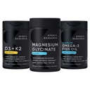 Sports Research® Multivitamin Pack - Chelated Magnesium Glycinate 160mg, Alaskan Omega-3 Fish Oil 1250mg, Vitamin D3 5000iu + K2 100mcg