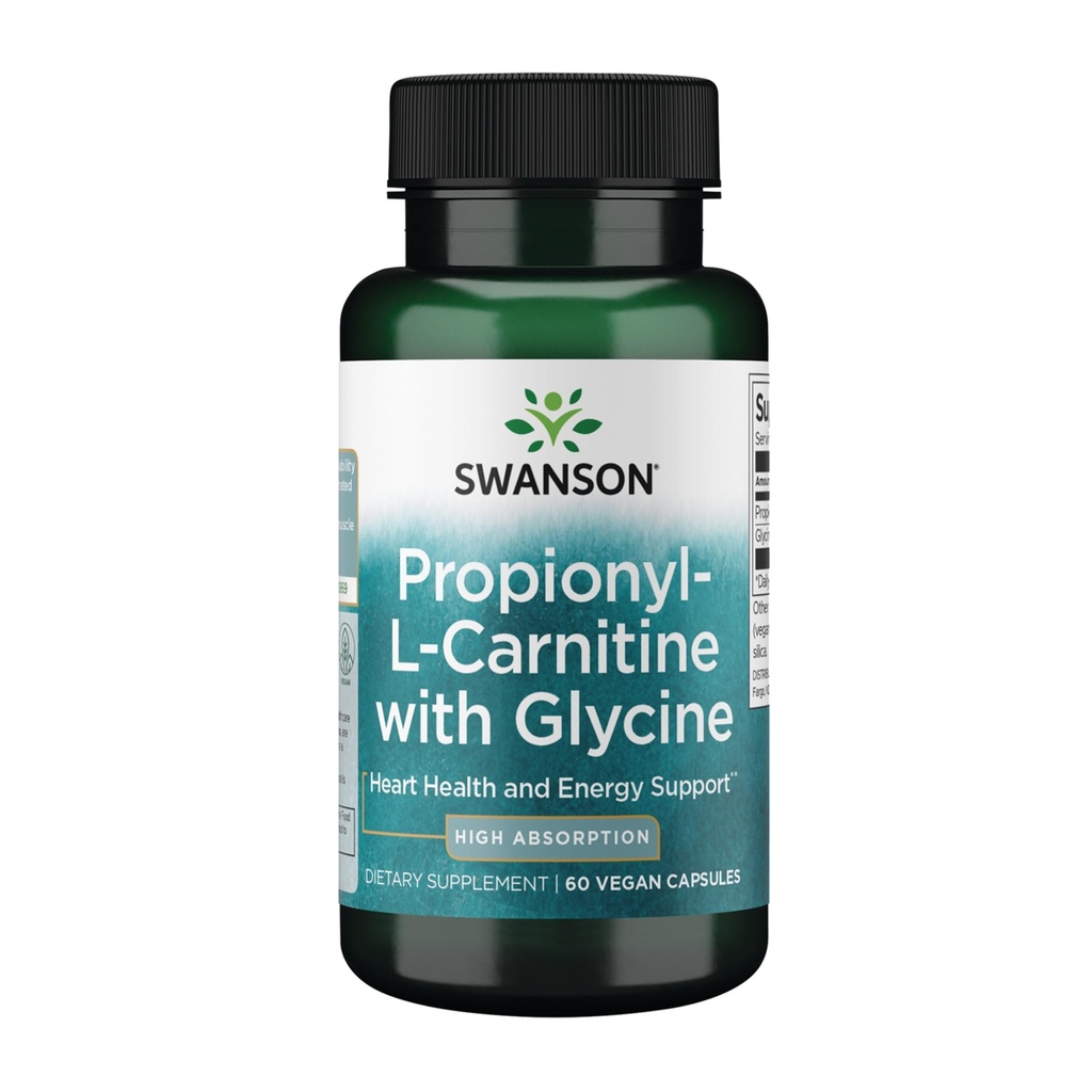 Swanson Propionyl L-Carnitine with Glycine - Natural Supplement Promoting Heart Health & Energy Support - May Support Muscle Strength & Endurance - (60 Veggie Capsules)