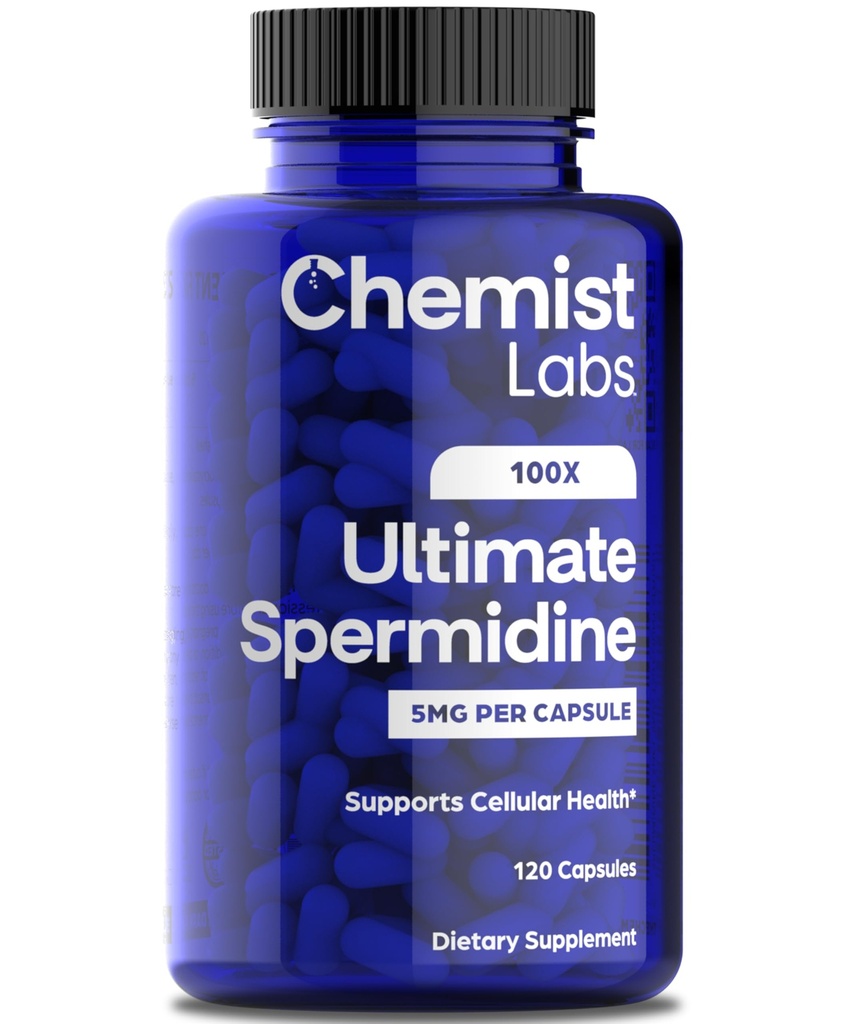 Ultimate Spermidine Supplements for Men and Women, 100x Formula, Longevity Supplements Support, 5 mg Per Capsule, 3rd Party Tested, Vegan, 120 Servings