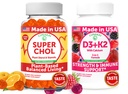 Lunakai USA Made Super Chol & D3+K2 Gummies Bundle – with Plant Sterols, Vitamin D3, K2, and Calcium – 60 Non-GMO Gummies Each