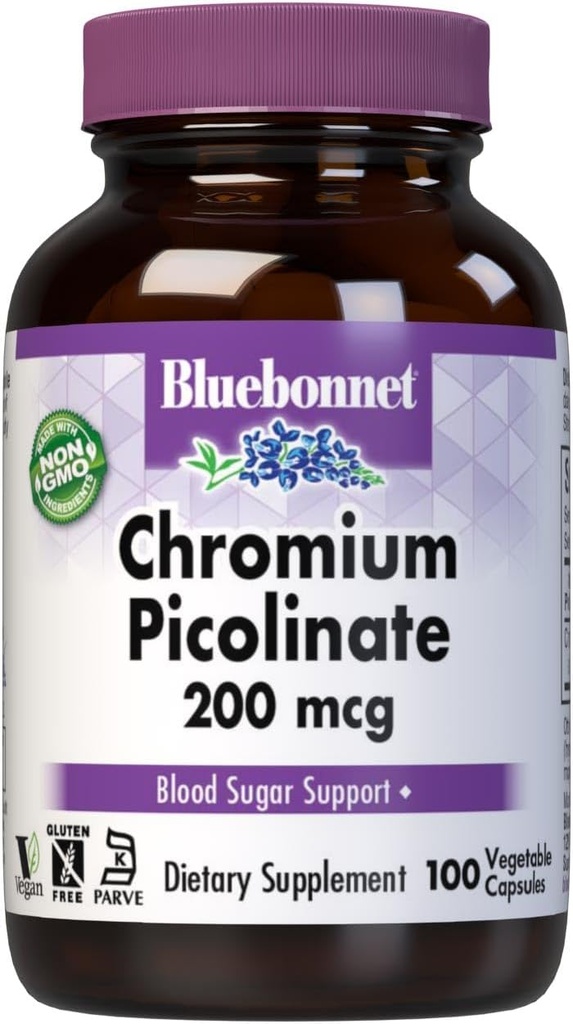 Bluebonnet Chroom Picolinaat 200 mcg, 100 Vegetarische Capsules, 100 Tellen
