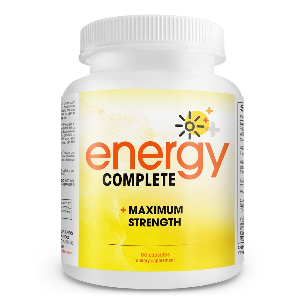 Energie compleet - 18-in-1 Vegan energie-en focussupplement - Vegan Cafeïne pillen (60 dagelijkse capsules)