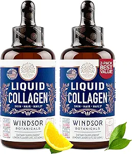 Liquid Collageen met Ashwagandha en L-Theanine - Hoge Absorptie 100.000 mcg Gehydrolyseerde Collageen Peptides Liquid Drops - Hair, Skin, Nails Health - Mood, Energy Levels Ondersteuning 