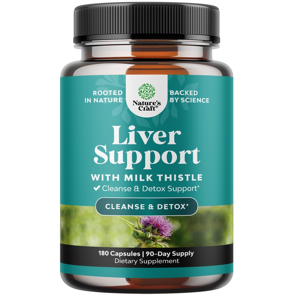 Lever Reiniging Detox & Repair 180 Capsules - Herbal Lever Ondersteuning Milk Thistle Supplement - Silymarin Milk Thistle Supplementen met Dandelion Root, Choline, Beetwortel & Artichoke Extract