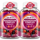 2 Packs-Magnesium Complex Gummies for Women Men, 16-in-1 Deep Calm Magnesium Gummy with bisglycinate Citrate Malate Taurate - Ashwagandha, L-Theanine Support Relaxation, Sleep, Muscle&Heart, Berry