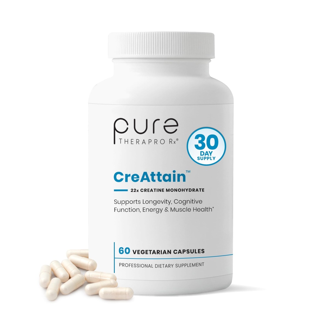 CreAttain Creatine Capsules – CreaXorb BioSNEDS Technology + Ioniplex Fulvic Minerals, Supports Energy Production, Muscle Strength, Exercise Performance & Cognitive Function, 60 Vegetarian Capsules