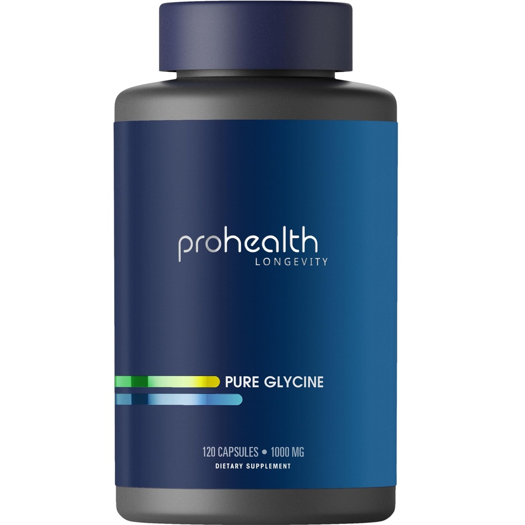 ProHealth Pure Glycine, 1000 mg Per Capsule | Promotes Restful Sleep & Morning Wakefulness, Supports Relaxation | Clinically Studied | Third-Party Tested | 120 Capsules