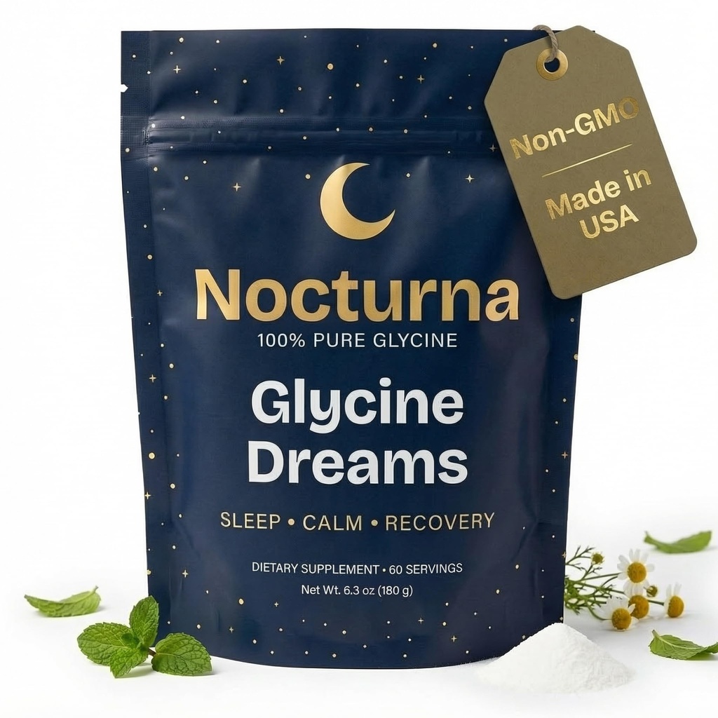 Glycine Supplement – 100% Pure 3g Glycine Powder for Sleep, Calm & Recovery – USA Made Sleep Aid for Men & Women – Non-GMO & Completely Natural - 6.3Oz for 60 Servings