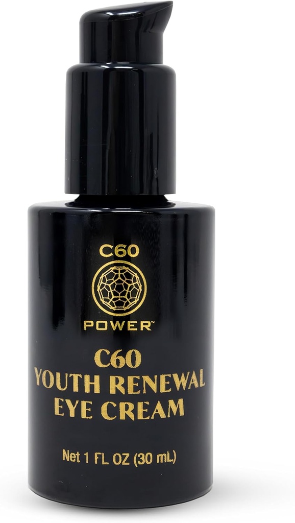 C60 Power Youth Revitation Eye Cream - Eye Cream for Rimpels & Puffiness, Anti Aging Skin Care for Women & Men, with 99,99% Pure Sublimated C60, Copper Peptides, & High Quality Ingredients - 1 fl oz