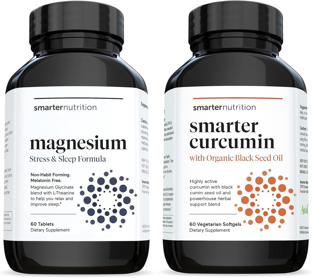 Multi-actieve magnesiumtabletten & Curcumin Softgels - Potent & Bio available, Active Curcumin Softgels Gestandaardiseerd tot 95% Tetrahydrocurcuminoïden [1-maandvoorraad]
