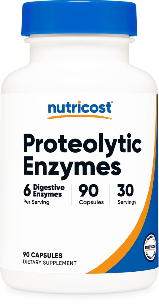 Nutricost Proteolytic Enzymes (6 Digestive Enzymes) 90 Vegan Capsules - 30 Servings