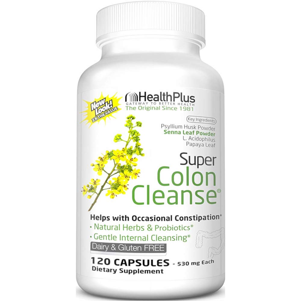 Health Plus Super Colon Cleanse Psyllium with Herbs, 500mg Capsules 120 ea (Pack of 7)