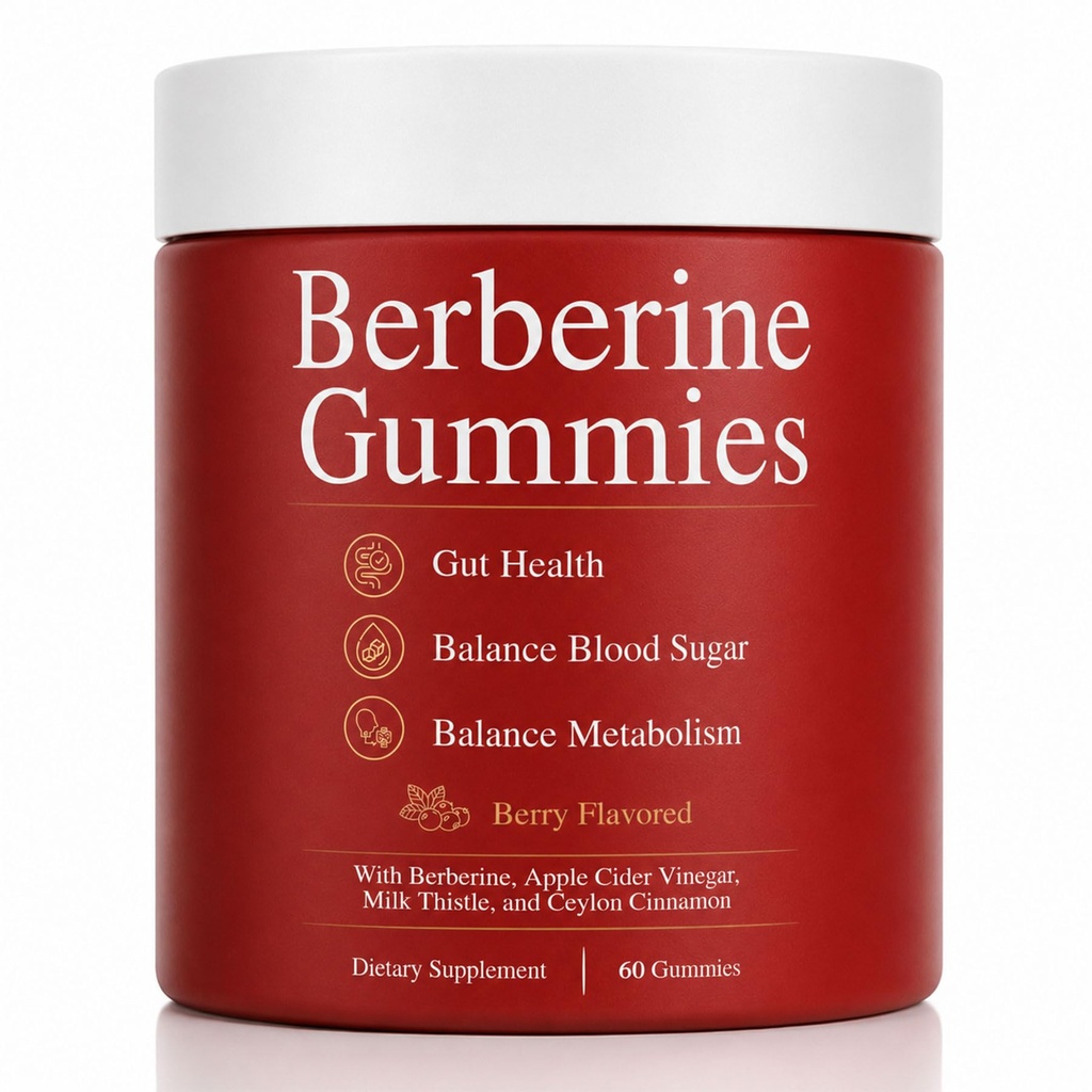 Berberine Gummies 500mg – Blood Sugar Support with Berberine HCl, Apple Cider Vinegar, Ceylon Cinnamon, Milk Thistle & Inulin – Metabolism & Gut Health Formula – Vegan, Sugar Free, 60 Gummies