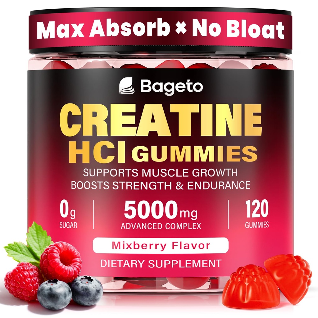 Creatine HCl Gummies, 5000 MG Complex | 3000 MG Creatine HCl + 1g Turmeric + 500mg Beet Root + 500mg Electrolytes, Creatine HCl Gummies for Women & Men, for Muscles, Energy & Recovery, 0 Sugar 120 Ct