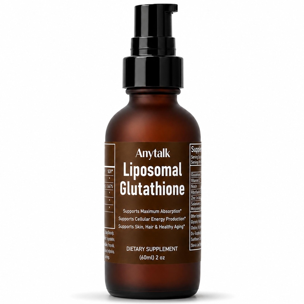 ANYTALK Liposomal Glutathione Liquid - Supports Immune Defense, Liver Detox, and Healthy Aging - High Absorption L-Glutathione Supplement - 30 Day Supply, 2oz