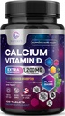 Calcium 1200 mg Per Serving with Vitamin D3 - Bone Health Supplement, Vitamin D & Calcium Supplements for Women & Men - Bone, Teeth & Immune Support, Nature's Calcium Pills, Bottled USA - 120 Tablets