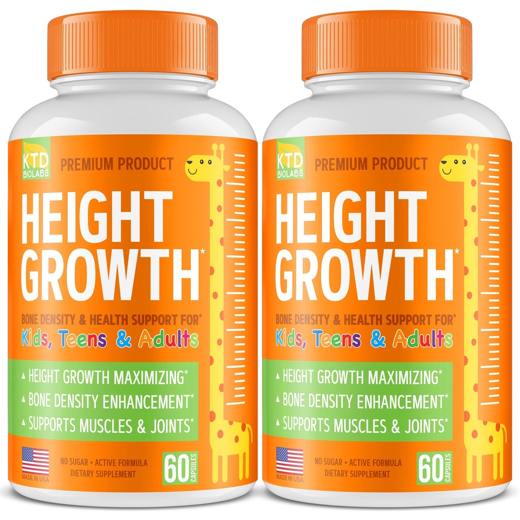 Pack of 2 Height Growth Maximizer - Made in USA - Natural Height Encrease Booster & Teen Vitamines - Pillen om te groeien Taller op elk leeftijd - Bone Growth Supplement voor volwassenen en kinderen