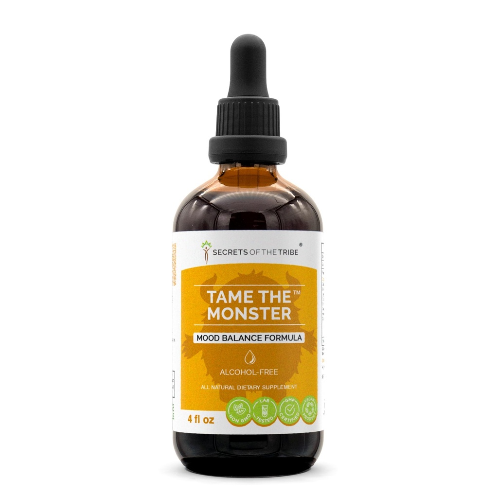 Tame The Monster Alcohol-Free Extract, Tincture, Glycerite Ashwagandha,St. John's Wort, Eleuthero Siberian Ginseng, Ginkgo, Valerian. Mood Balance Formula (4 FL OZ)