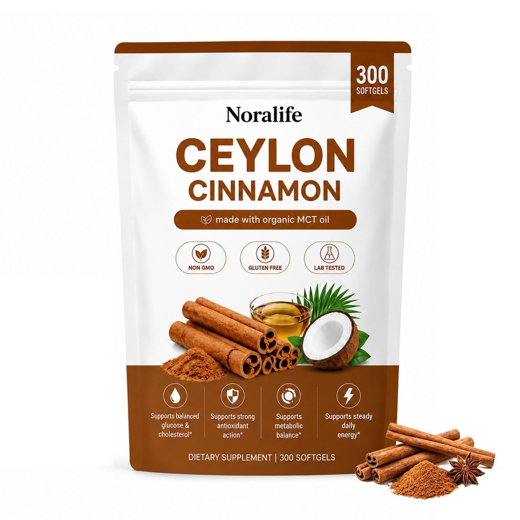 Noralife Ceylon Cinnamon, Premium Organic MCT Oil Softgels, 300 Count