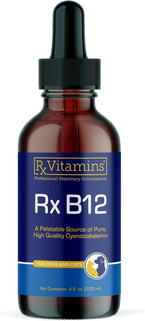 RX Vitamins B12 for Dogs and Cats - Dog Digestive Support for Improved Metabolic Process - Pure B12 for Cats to Support Nervous System - Ideal for Your Dog Vitamins and Cat Supplies - 4oz