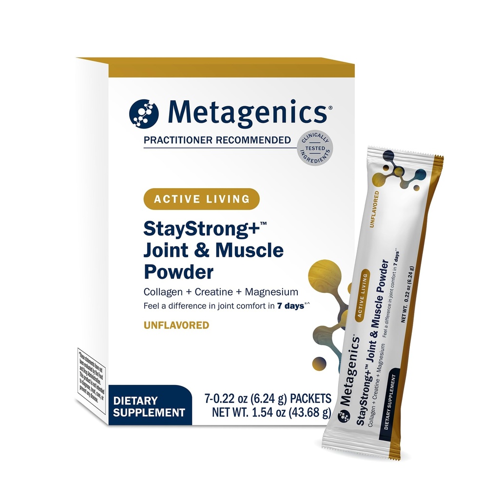 Metagenics StayStrong+ Joint & Muscle Powder - Collagen & Creatine Monohydrate Blend - Joint Comfort, Muscle Strength & Mobility Support - Vitamin D & Magnesium - 7 Stick Packs