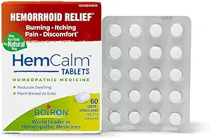 Boiron Hemcalm aambei Relief Tablets for Itchy Burning Pain, Zwelling en ongemak, Wit, 60 Tellen