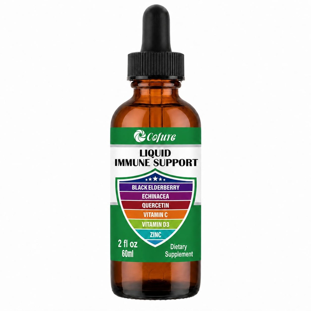 Zinc Quercetin Vitamin C D3 Liquid Immune Support with Organic Echinacea Elderberry, Immune Defense Drops Supplement for Adults- Vegan, Non-GMO, Gluten Free - 2 Fl Oz, 60 Servings