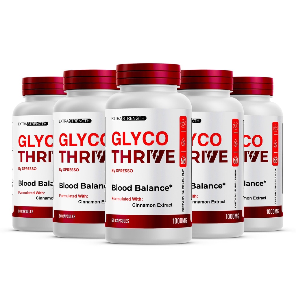 (5 Pack) Glyco Thrive Capsules - Advanced GlycoThrive Blood Support Supplement for Healthy Circulation, Official Glycogen Support Pills with Premium Ingredients for Overall Wellness (300 Capsules)
