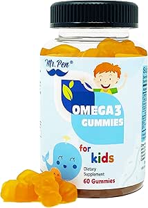 60 Gummies 2 Maanden Voorzien van Smakelijke Sinaasappelsmaak 4+ Jaar Omega-3 met EPA & DHA, Omega 3 voor Kids, Omega 3 Gummies, Visolie Gummies, Omega-3 Vetzuren Gummies