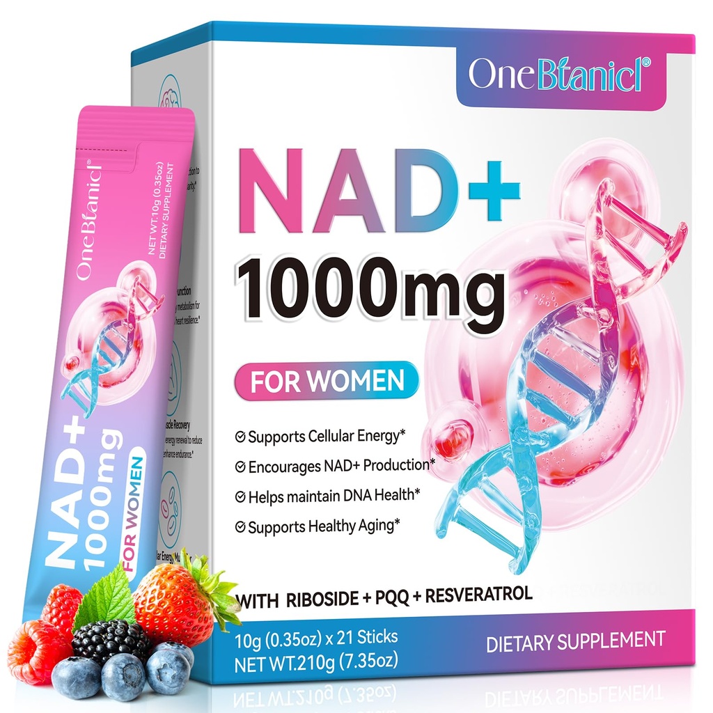 NAD+ 1000mg Liquid Sticks with Nicotinamide Riboside, PQQ & Resveratrol – Cellular Energy & Healthy Aging Support – Berry Flavor – 21 Single-Serve Sticks – Non-GMO, Gluten Free